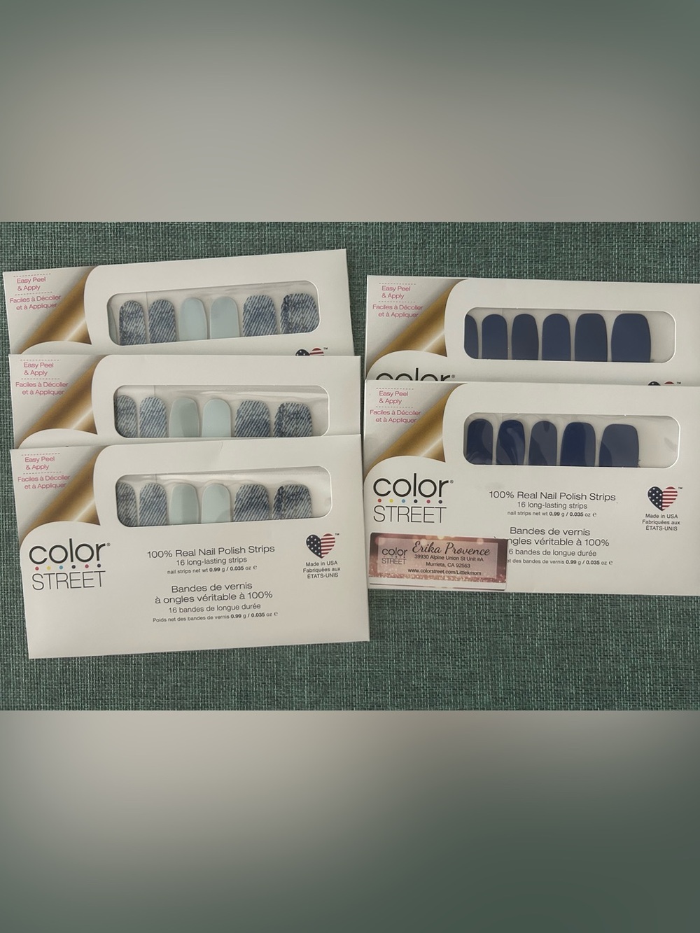 Color Street Nail Polish Strips 5pc Blue Bundle Blue Jean Baby Greeking Out NEW